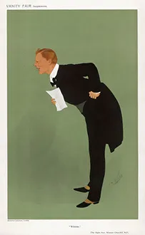 Cartoon of Winston Churchill, British statesman Cartoon of Winston Churchill, British statesman