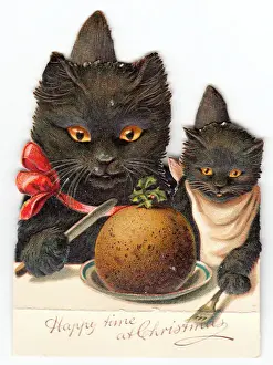 Black Cat and Kitten Print circa 1890s