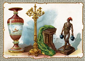 Catalogue illustration, vase, embroidery, statue, etc Catalogue illustration, vase, embroidery, statue, etc