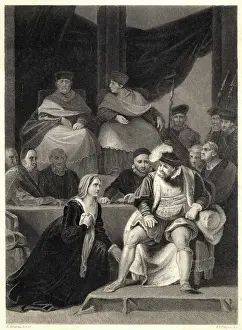 HenryVIII Prints: Print of the Trial of Henry VIII and Catherine of Aragon Divorce