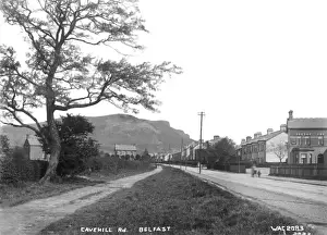 Prints of Cavehill Rd, Belfast - a view along the Cavehill road with houses to the Cavehill in the distance. (Location: Northern Ireland: County Antrim: Belfast). Date: circa early 1900s Belfast Prints: Cavehill Rd, Belfast Print: Early 20th Century View