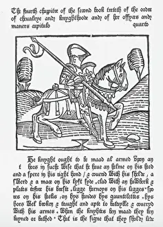 William Caxton Prints: Woodcut Print of a Knight in Armor