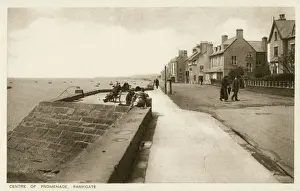 Prints of Centre of the promenade, Parkgate, Wirral, Cheshire - the whole waterfront has now silted up and the sea does not reach as far as the sea wall. Date: circa 1930 Cheshire Prints: Centre of the promenade, Parkgate Print, circa 1930