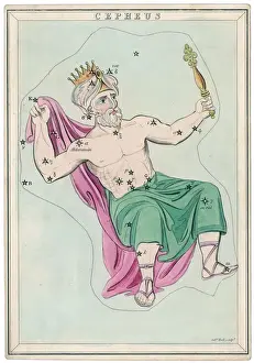 Ancient Greek Constellations Prints: Cepheus Star Map