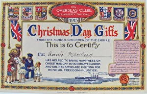 Certificate from the Overseas Club - Christmas Day Gifts Certificate from the Overseas Club - Christmas Day Gifts
