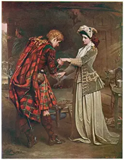 Prints of Prince Charles Edward Stuart bids farewell to Flora MacDonald who aided his escape Related Prints: Charles Edward Stuart bids farewell to Flora MacDonald Print