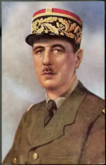 Prints of CHARLES DE GAULLE (1890 - 1970). French soldier, general and statesman, depicted as President du Comite National Generals And Leader Prints: Charles De Gaulle Print (1890 - 1970)