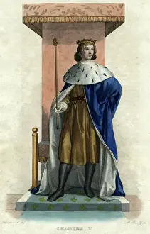 Charles V Print - Engraving of the French King