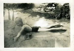 Vintage Cornwall Photography Prints: Child on the Beach, Cornwall