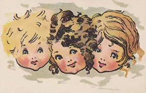 Child Faces: A 1920s Print of Three Children