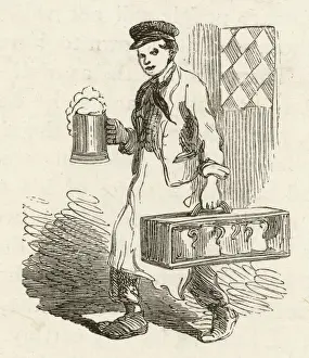 Child Labour Print: Young Pot-boy Delivering Beer Jugs