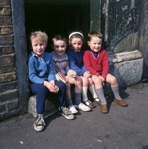 Children on doorstep in a Balham street, SW London Children on doorstep in a Balham street, SW London