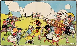 Vintage Print: Children at Play in a Goat Cart, 1920