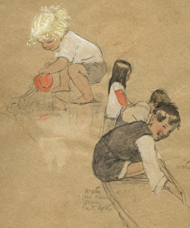 Children playing on a beach by Muriel Dawson Children playing on a beach by Muriel Dawson