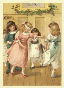 Blind Man's Buff Print of Children at Christmas Party