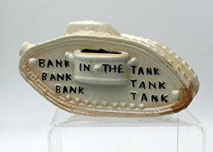 Childs patriotic pottery tank entitled Bank In The Tank Childs patriotic pottery tank entitled Bank In The Tank