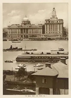 Chinese Prints: 1926 Shanghai Print of the Bund from the River