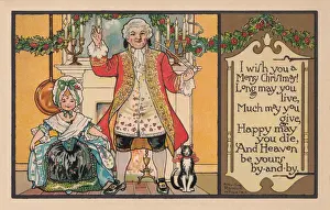 19th Century Christmas Print: A Family by the Fire