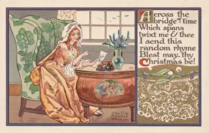 Christmas Print featuring an 18th century girl writing a letter