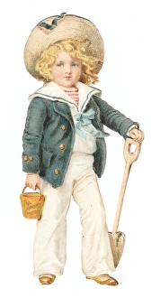 Christmas card in the shape of a boy in a sailor suit Christmas card in the shape of a boy in a sailor suit