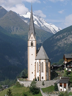 Church and mountains, Heiligenblut, Austria Church and mountains, Heiligenblut, Austria