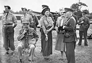 Churchill and family visits anti-flying bomb defences, 1944 Churchill and family visits anti-flying bomb defences, 1944