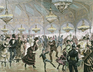 Circle of skaters (Skating-Rink) in the circus of the Champs Circle of skaters (Skating-Rink) in the circus of the Champs