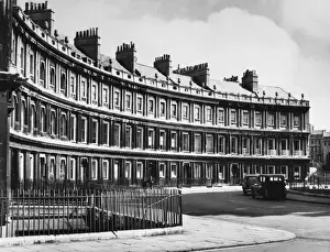 Prints of The Circus, Bath, England, a fine example of neoclassical architecture, built by the architect John Wood (the Elder) between 1754 and 1770. Date: 1940s John Wood Prints: Neoclassical Architecture Print of The Circus, Bath