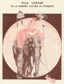 Vintage Animal Photography Prints: Circus Elephant / Trainer