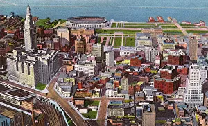 Cleveland, Ohio, USA - Aerial View of Downtown Cleveland, Ohio, USA - Aerial View of Downtown
