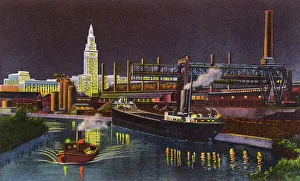 Cleveland, Ohio, USA - Ore Boat unloading - Steel Mills Cleveland, Ohio, USA - Ore Boat unloading - Steel Mills