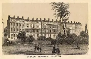 Prints of Showing VYVIAN TERRACE, CLIFTON with grand mansion houses overlooking a private railed garden for residents Clifton Prints: Clifton Bristol Print 1850 Showing VYVIAN TERRACE