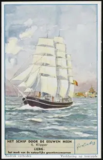 Antique Maritime Art Prints: A Clipper (Liebig)