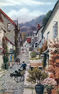 Clovelly High Street Print, Devon, 1916