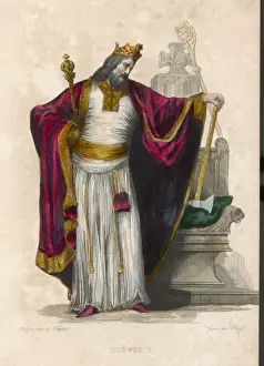 CLOVIS I Print: A King Holding Sceptre and Axe