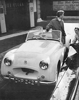 A coat by Moorcott to drive a Triumph sports car A coat by Moorcott to drive a Triumph sports car