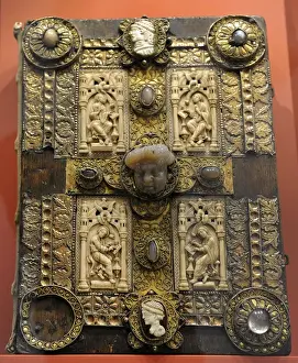 Framed Print : Print of Codex Lebuinus binding, a silver and ivory decorated cover Framed Print : Print of Codex Lebuinus binding, a silver and ivory decorated cover