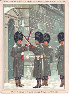 Coldstream Guards on a Christmas and New Year card Coldstream Guards on a Christmas and New Year card