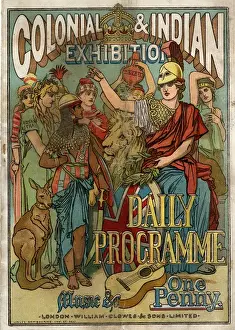 Prints of Cover design, daily programme, Colonial and Indian Exhibition, South Kensington, London. 1886 Kensington Prints: Colonial & Indian Exhibition, South Kensington Print 1886