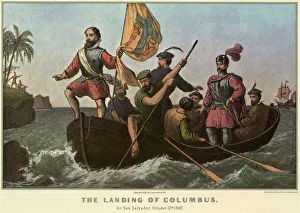 Columbus and Men in Canoe Date: 1876 Columbus and Men in Canoe Date: 1876