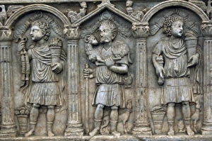 Front of a columnar sarcophagus. Early Christian. 300-325 AD Front of a columnar sarcophagus. Early Christian. 300-325 AD