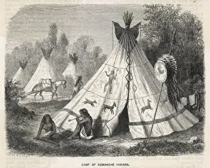 Native American Encampment Prints: Comanche Tepees