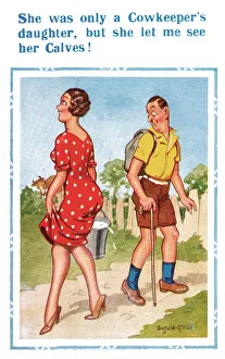 Comic postcard, Cowkeeper's daughter Comic postcard, Cowkeeper's daughter