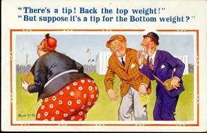 Comic postcard, Large woman at the races Comic postcard, Large woman at the races