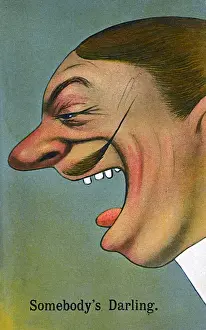 Print of a Young Boy Holding a Comic Postcard