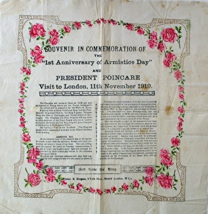 Commemorative Serviette - First Anniversary of Armistice Commemorative Serviette - First Anniversary of Armistice