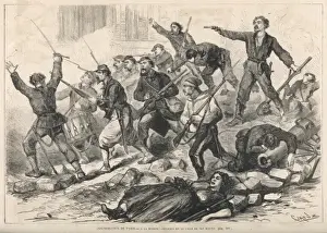 Prints of To the death ! Communards make a desperate sortie from behind a barricade in the rue Saint-Martin, Paris Saint Martin Prints: Paris Commune Barricade Print