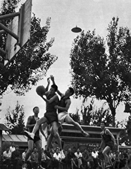 Communist China - workers playing basketball Communist China - workers playing basketball