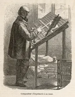 Vintage Printing Equipment Prints: Compositor at Work