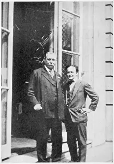 Sherlock Holmes Prints: Conan Doyle and Houdini outside the RAC, London Print